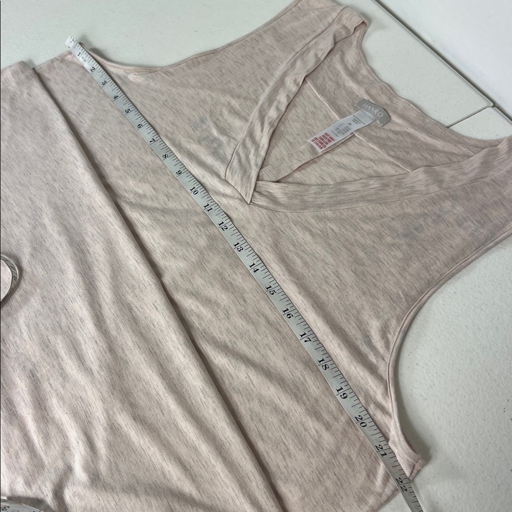 Hanro‎ Sz XL Nightgown Loungewear Pale Pink Heather Sleeveless V Neck - Picture 8 of 8